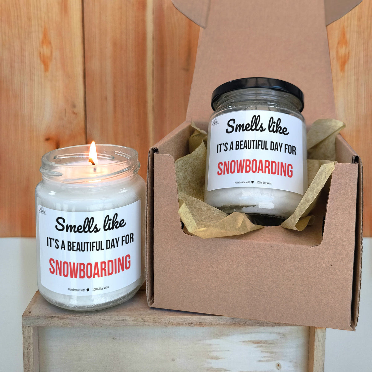 Smells like beautiful day for Snowboarding Scented Soy Candle
