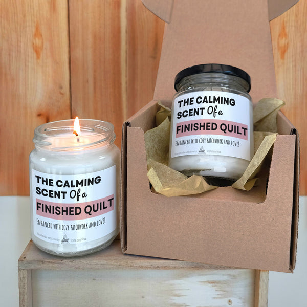 The calming scent of finished quilt Scented Soy Candle