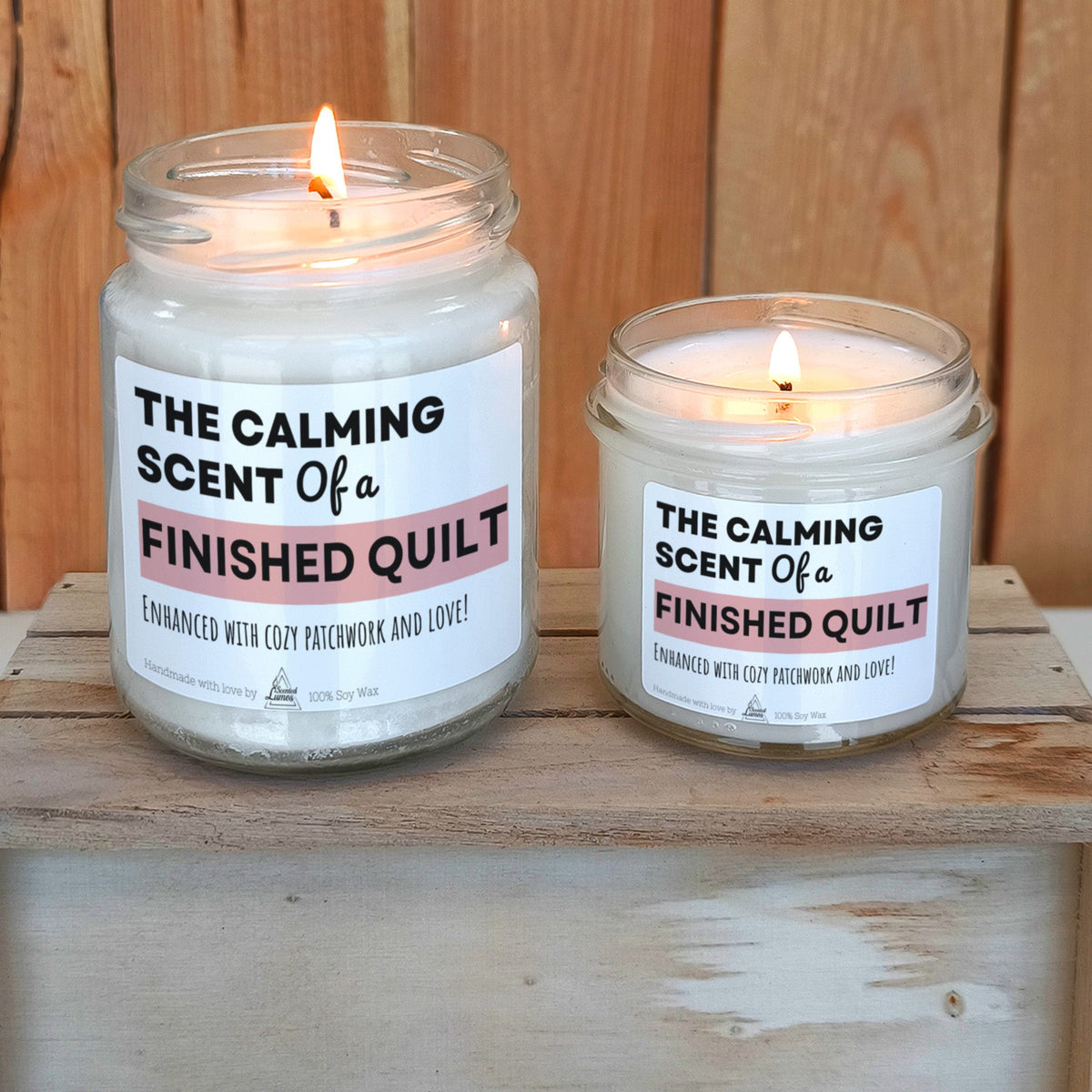 The calming scent of finished quilt Scented Soy Candle