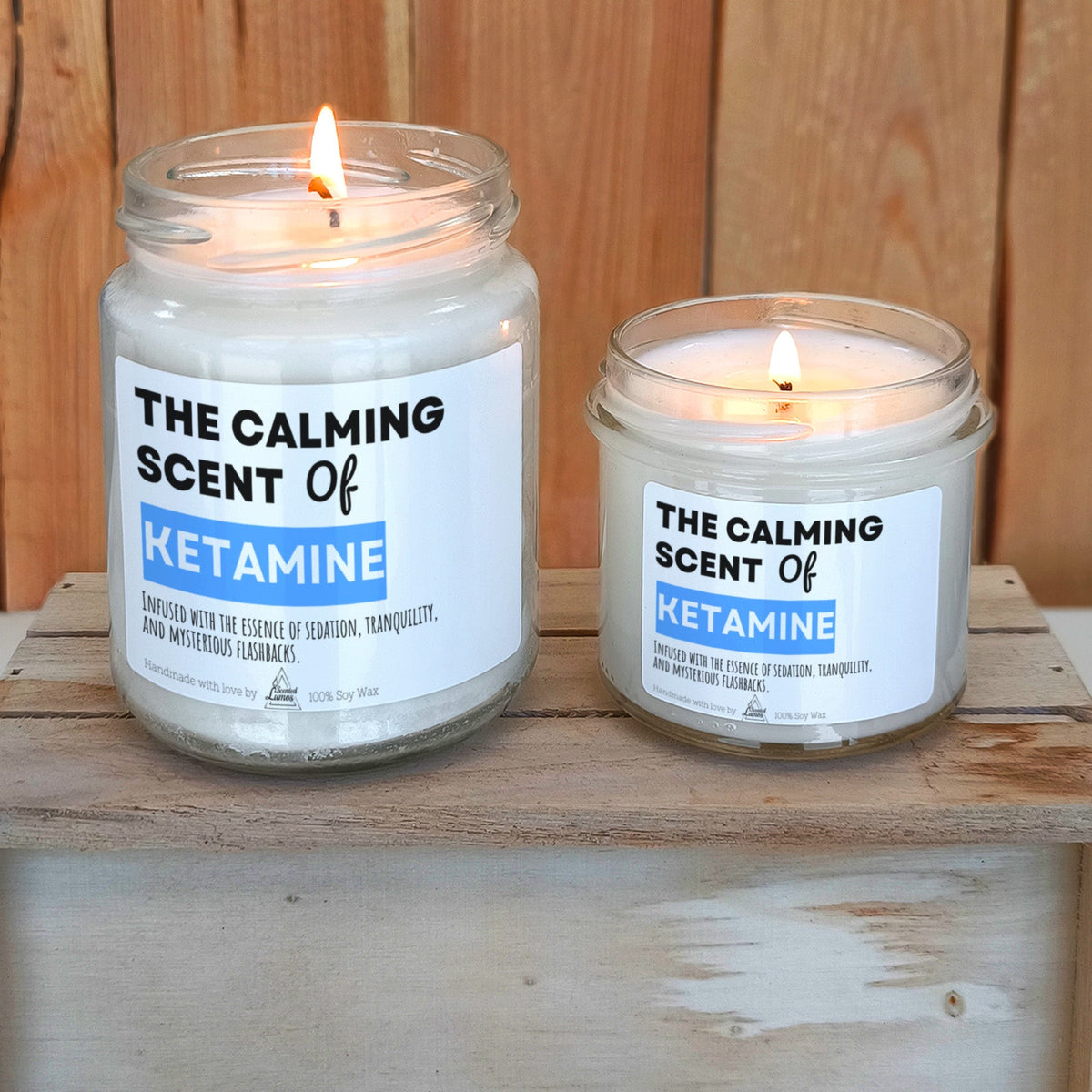 The calming scent of Ketamine Scented Soy Candle