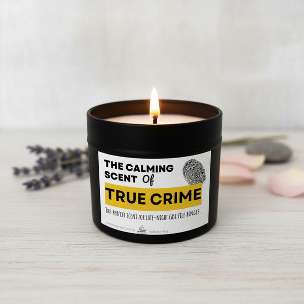 The calming scent of True crime Scented Soy Candle