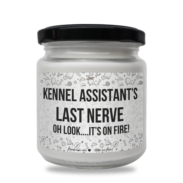 a white jar with a black lid that says kernel assistant&#39;s last ner