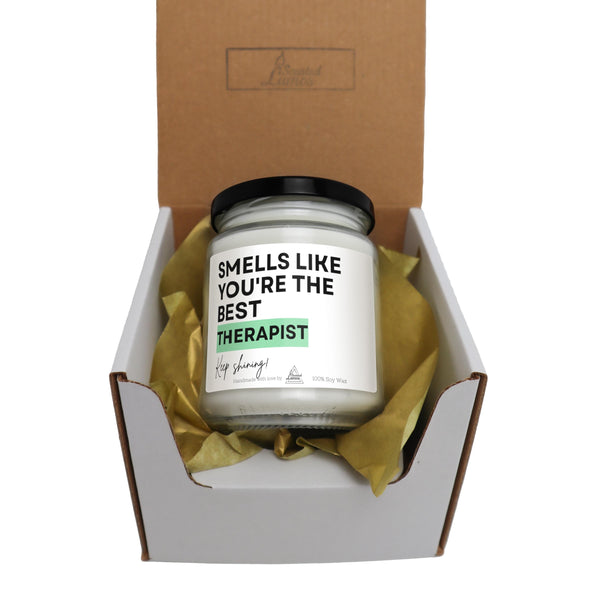 a candle in a box that says smells like you&#39;re the best