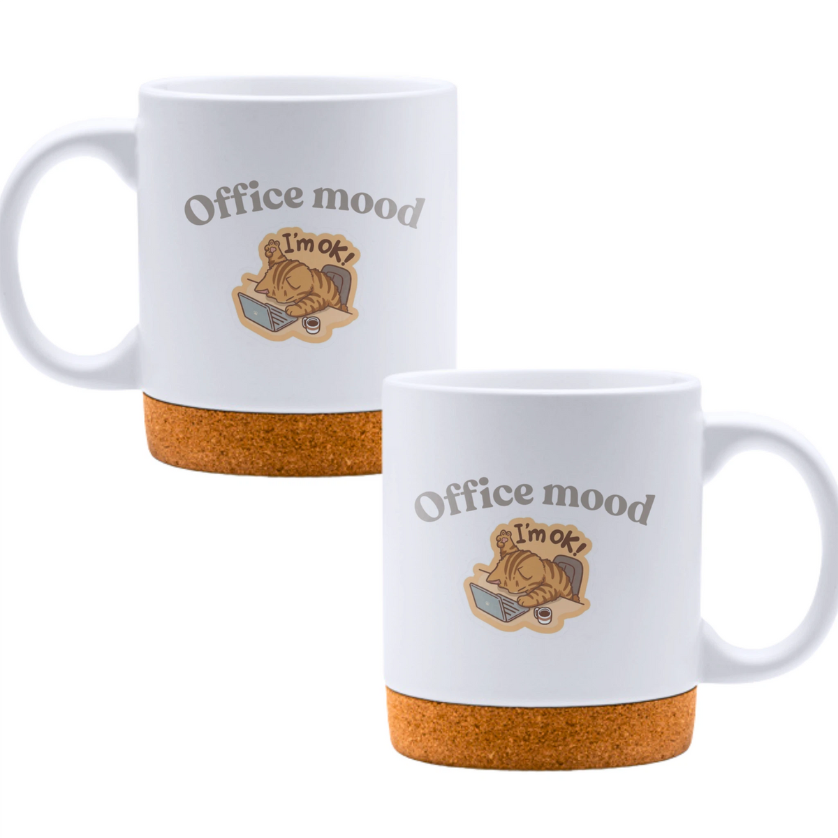 Office mood: I'm OK! - White mug - Ceramic Mug with Cork 320ml