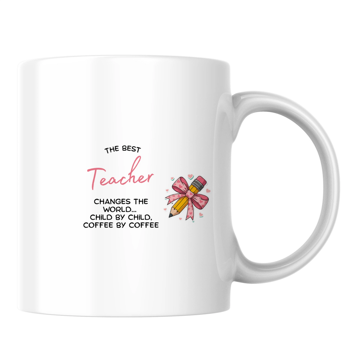 The best teacher changes the world... child by child, coffee by coffee - White mug - Ceramic Mug 330ml