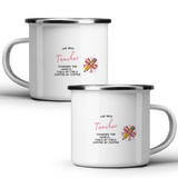 The best teacher changes the world... child by child, coffee by coffee - White mug - Metal Mug 370ml