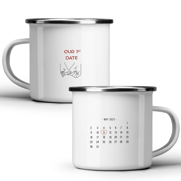 Our 1st date, personalized - White mug - Metal Mug 370ml