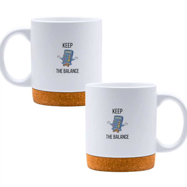 Keep the balance - White mug - Ceramic Mug with Cork 320ml