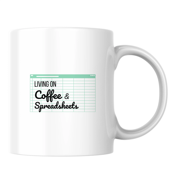 Living on coffee & spreadsheets - White mug - Ceramic Mug 330ml