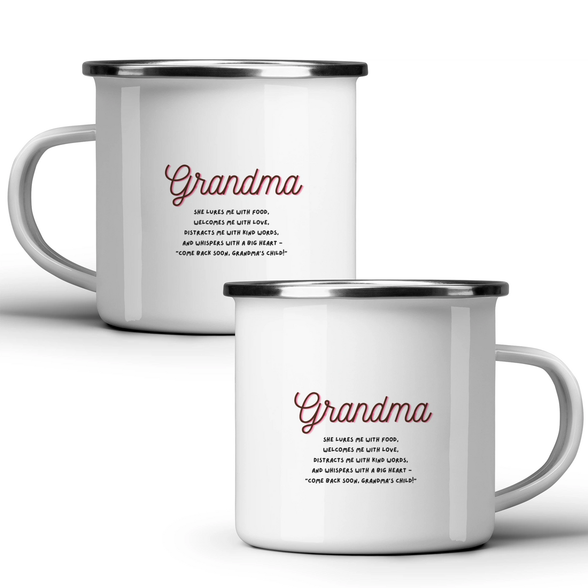 Grandma: come back soon, Grandma's child! - White mug - Metal Mug 370ml