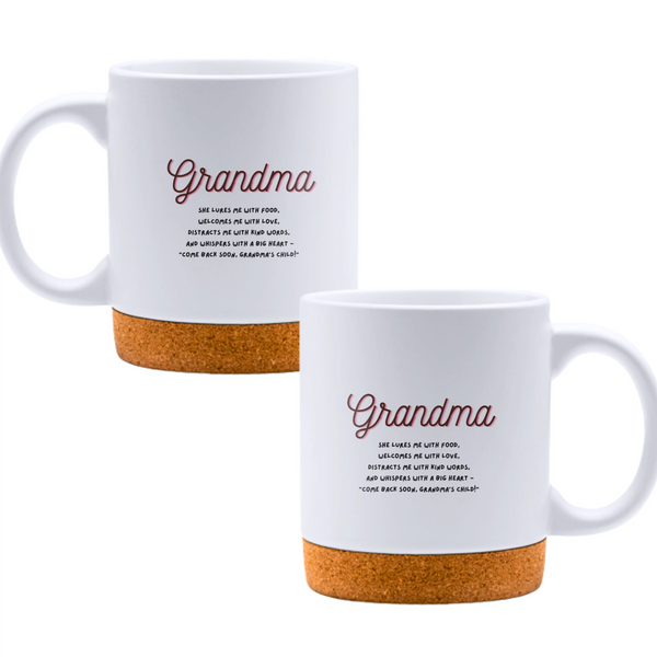 Grandma: come back soon, Grandma's child! - White mug - Ceramic Mug with Cork 320ml