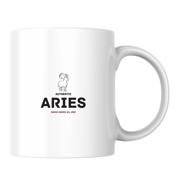 Authentic Aries, personalized date - White mug - Ceramic Mug 330ml