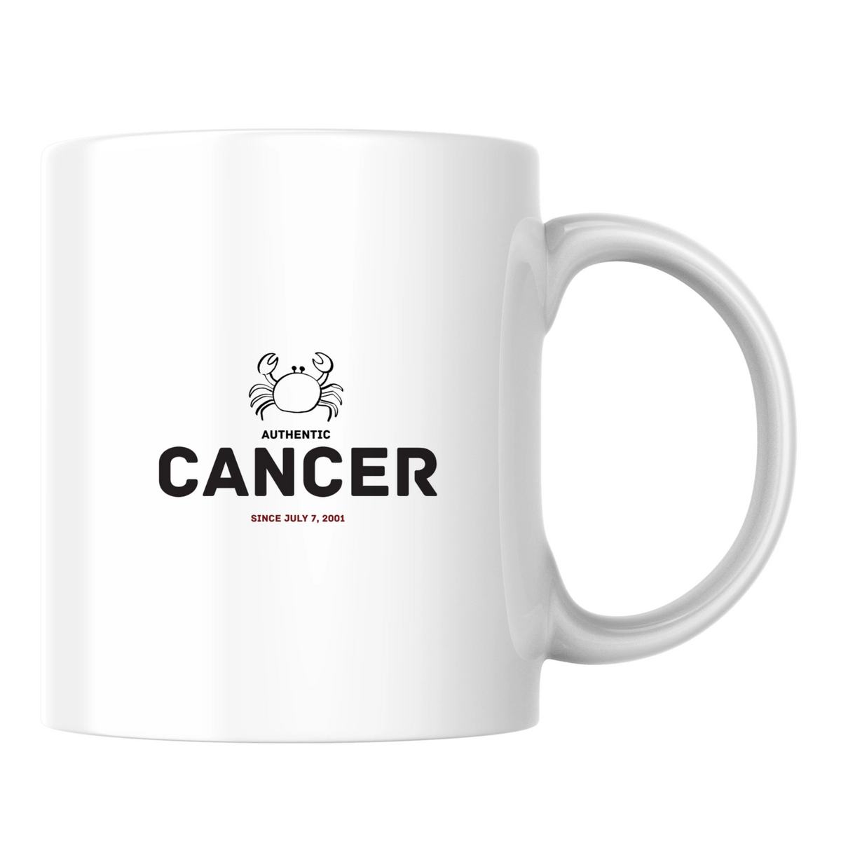 Authentic Cancer, personalized date - White mug - Ceramic Mug 330ml