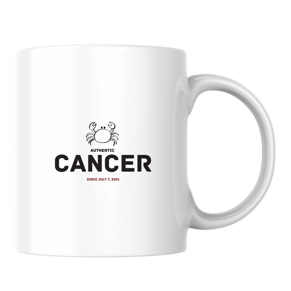 Authentic Cancer, personalized date - White mug - Ceramic Mug 330ml
