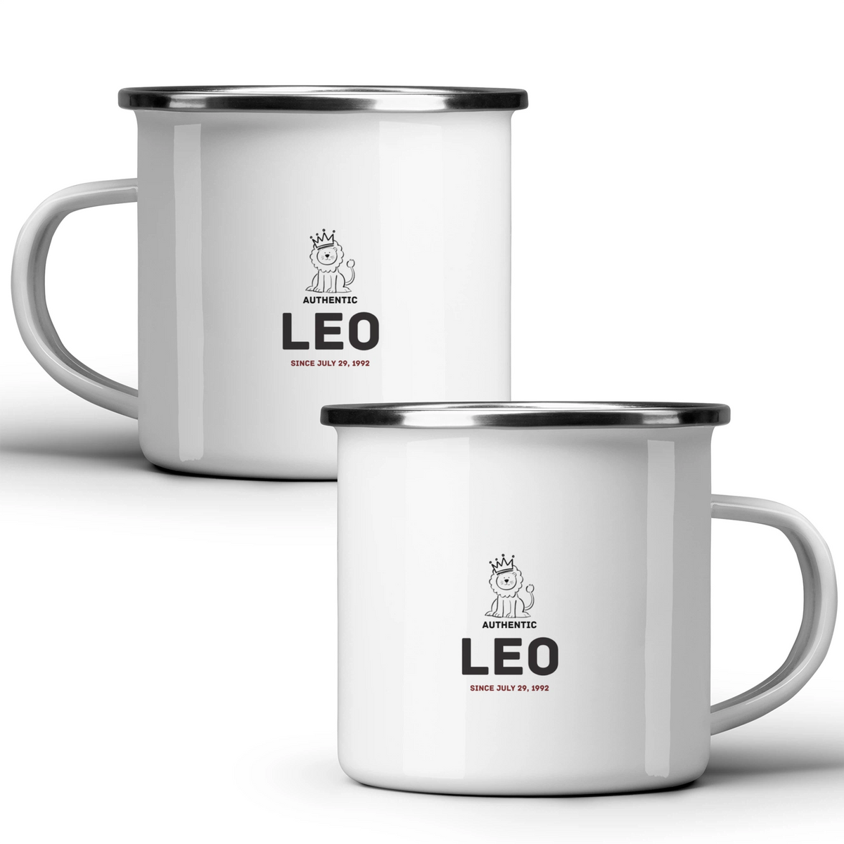 Authentic Leo, personalized date - White mug - Metal Mug 370ml