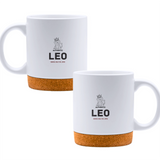 Authentic Leo, personalized date - White mug - Ceramic Mug with Cork 320ml
