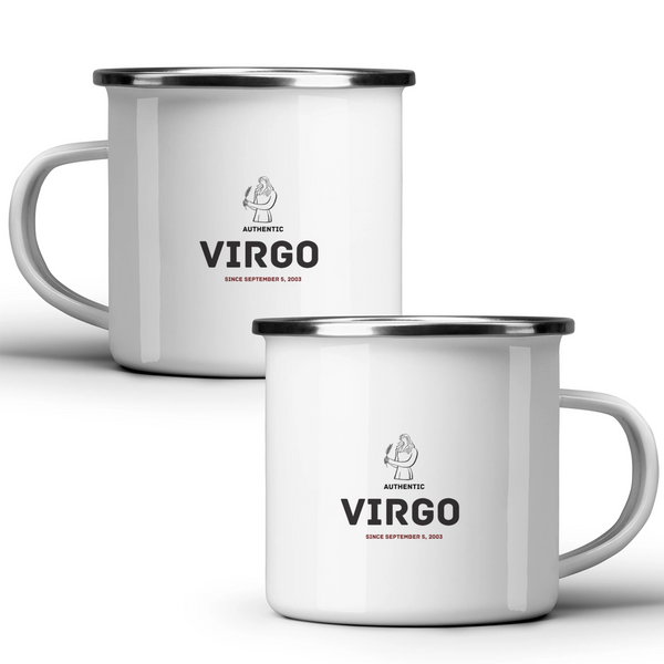 Authentic Virgo, personalized date - White mug - Metal Mug 370ml