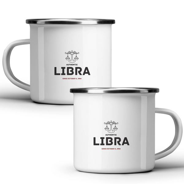 Authentic Libra, personalized date - White mug - Metal Mug 370ml