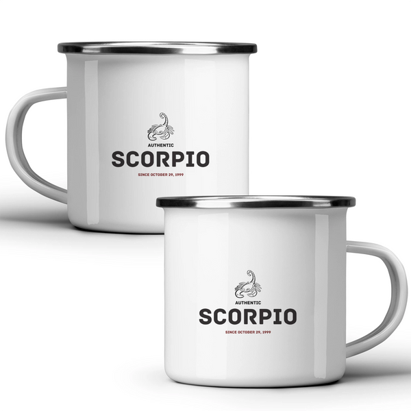 Authentic Scorpio, personalized date - White mug - Metal Mug 370ml