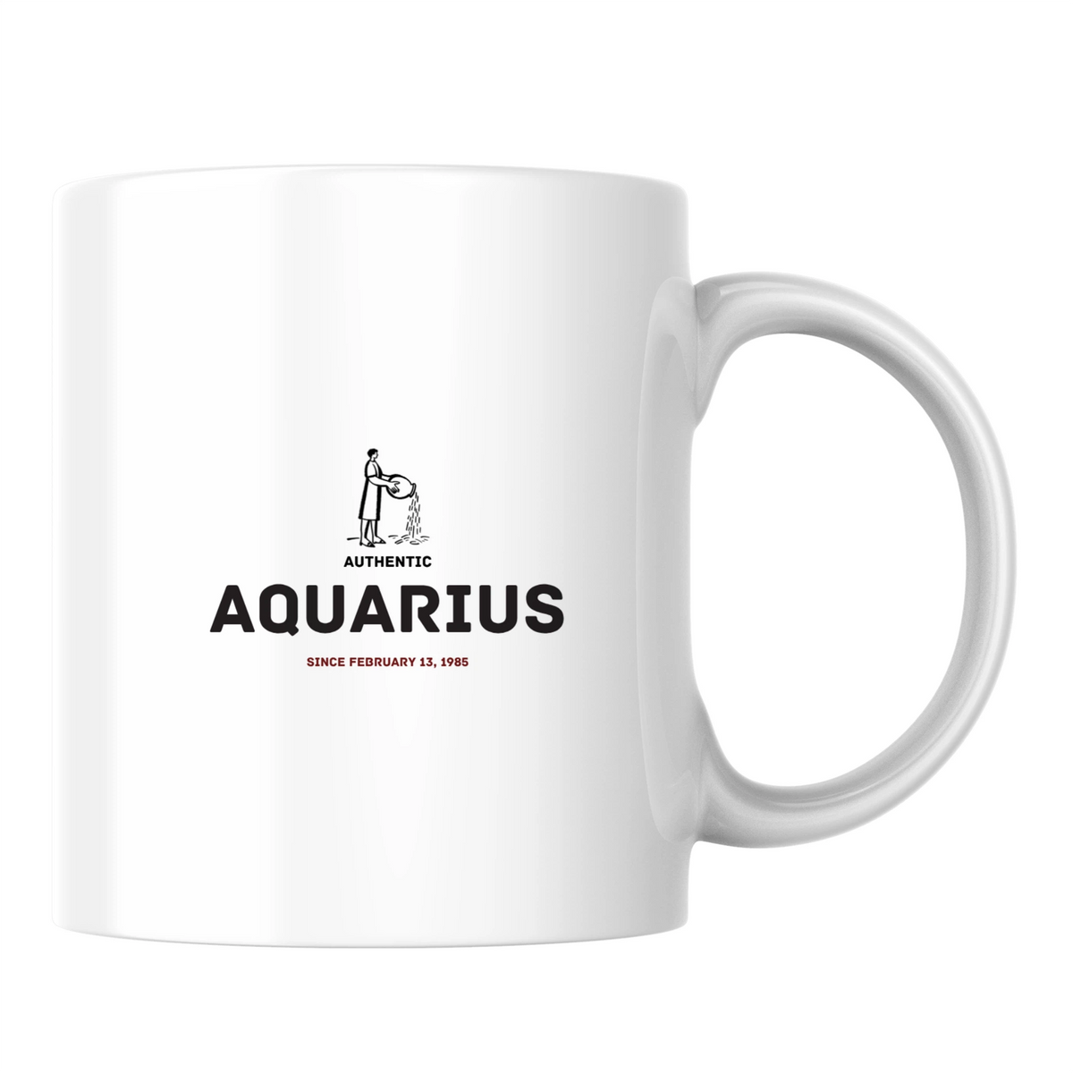 Authentic Aquarius, personalized date - White mug - Ceramic Mug 330ml