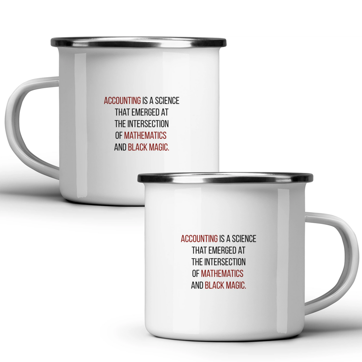 Accounting: a science that emerged at the intersection of mathematics and black magic - White mug - Metal Mug 370ml